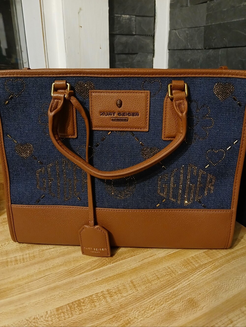 SOLD DO NOT BUYKurt Geiger NWT Denim & Leather Tote/Crossbody & Dustbag - Picture 4 of 9
